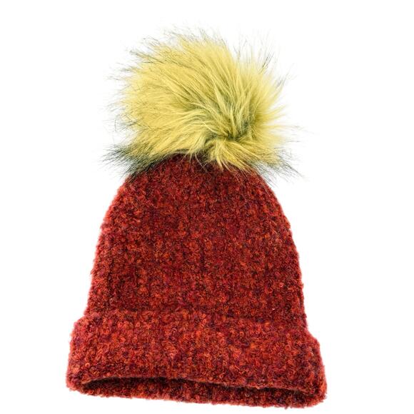 Dillards Reddish Fuzzy Tan Pom Beanie Hat Head Cover Hat One Size - Picture 1 of 11